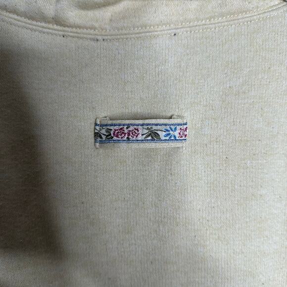 Renee Sport Women's Vintage Yellow‎ 1/4 Zip Floral Embroidered Sweatshirt Size S - Picture 8 of 9